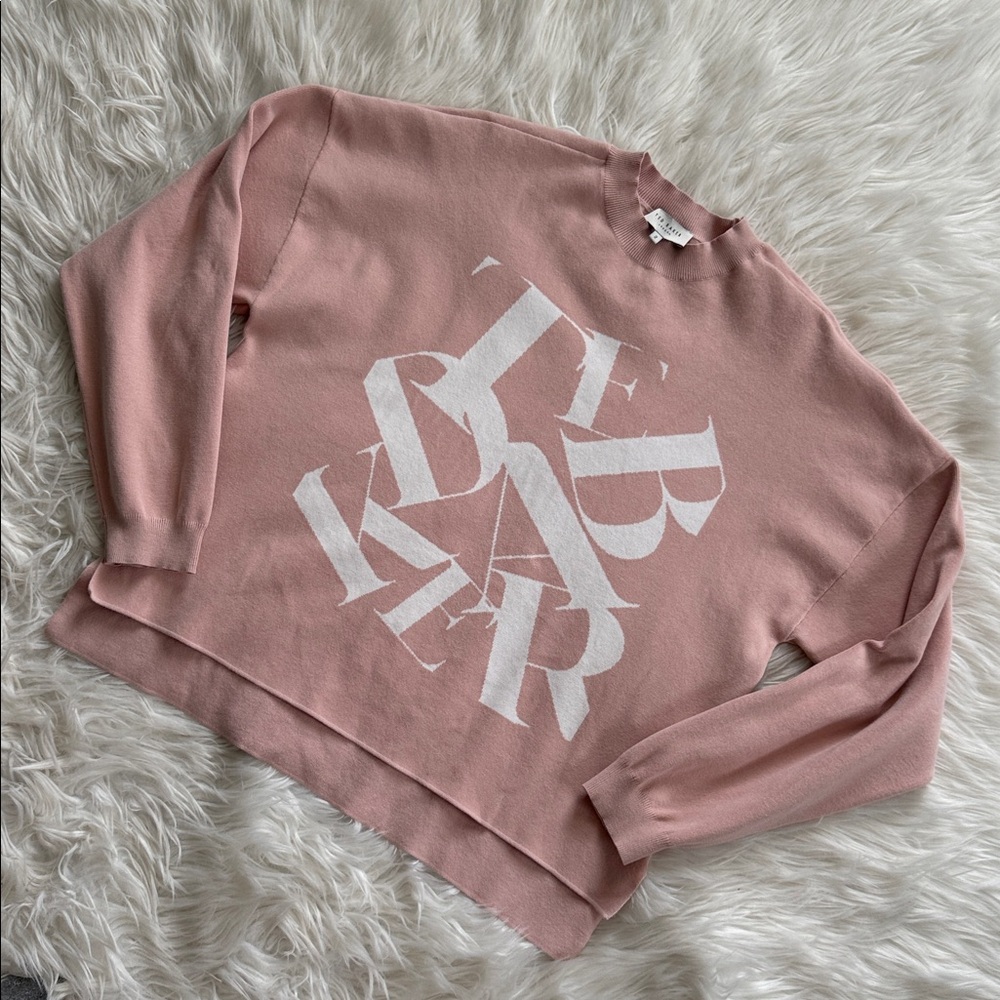 Ted Baker Pink & white Graphic Crewneck Knit Sweater Size 2 - Picture 4 of 10